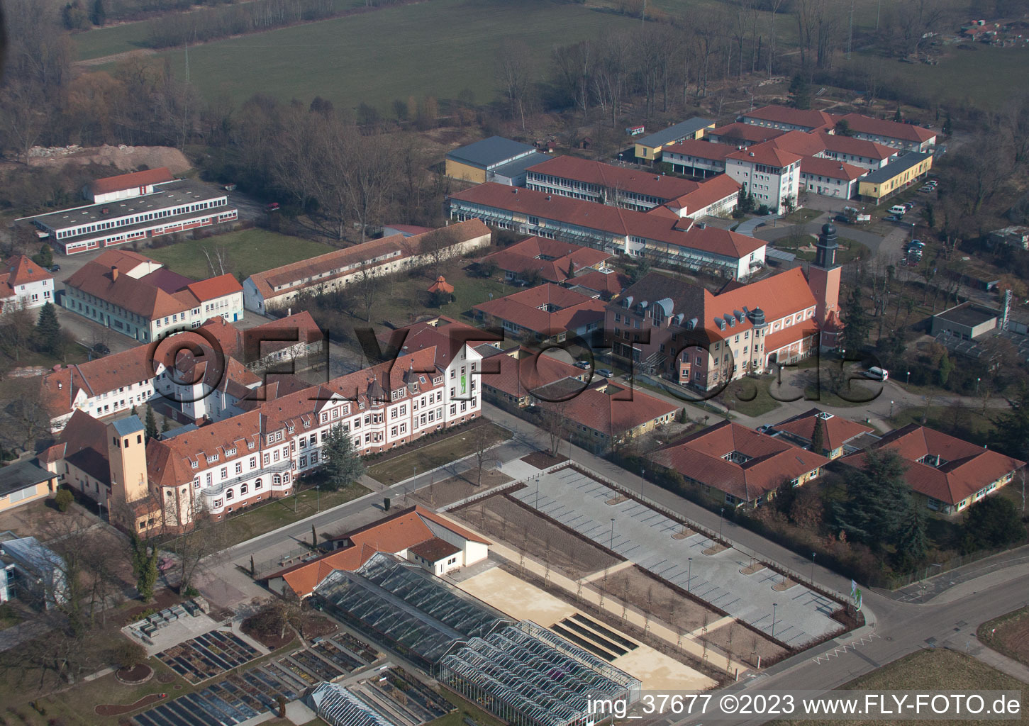 District Queichheim in Landau in der Pfalz in the state Rhineland-Palatinate, Germany from the drone perspective