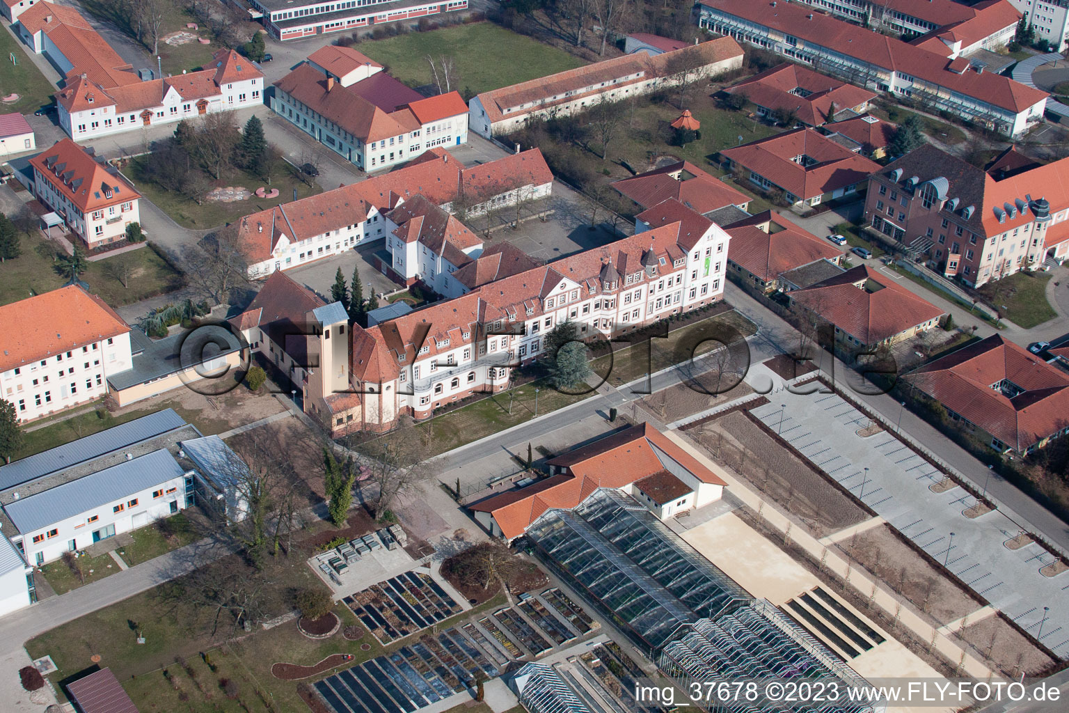 District Queichheim in Landau in der Pfalz in the state Rhineland-Palatinate, Germany from a drone