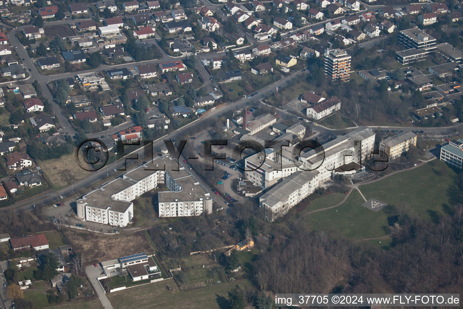 Aerial view of Hospital Landau-Südliche Weinstr in Landau in der Pfalz in the state Rhineland-Palatinate, Germany