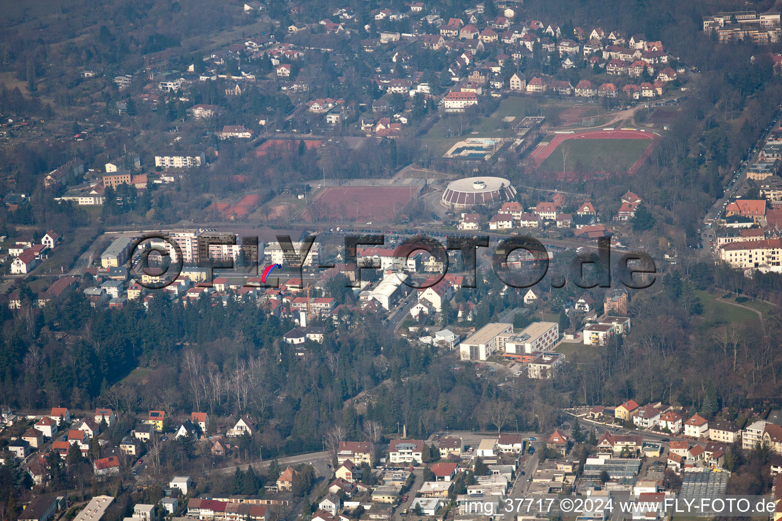 Bird's eye view of Impflingen in the state Rhineland-Palatinate, Germany