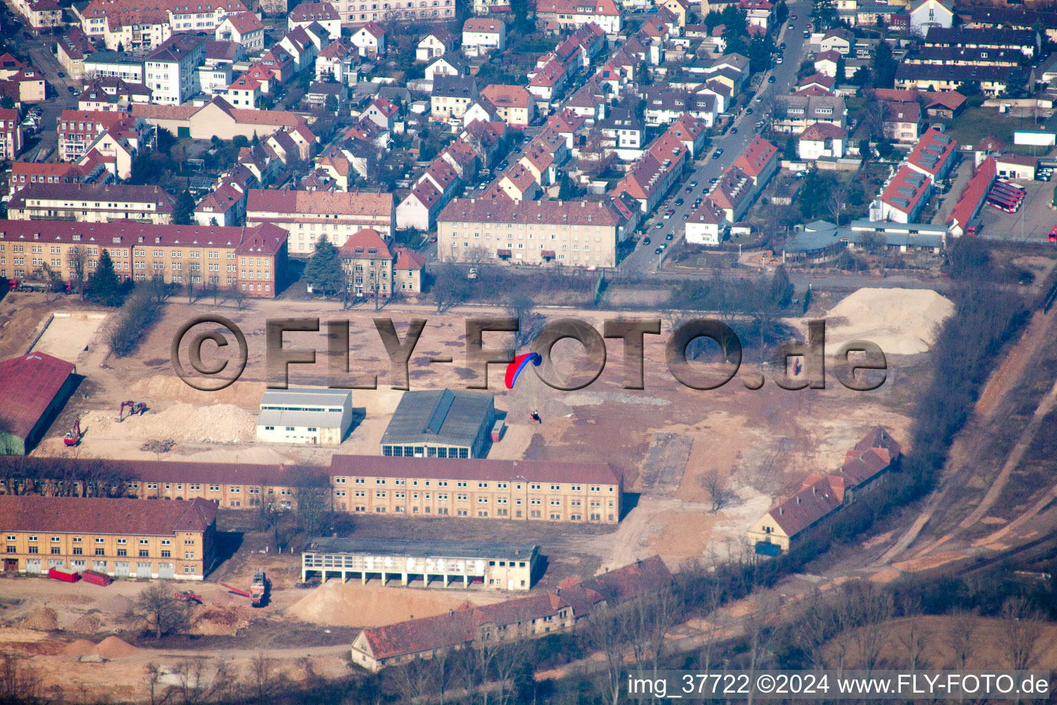 Oblique view of Conversion area Cornichonstr in Landau in der Pfalz in the state Rhineland-Palatinate, Germany