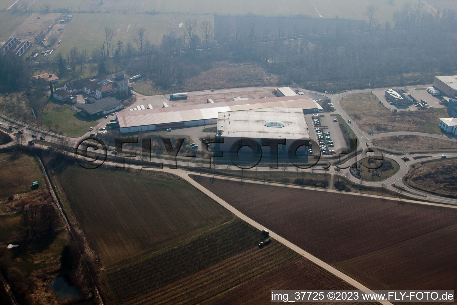 Aerial view of West Industrial Park in the district Herxheim in Herxheim bei Landau/Pfalz in the state Rhineland-Palatinate, Germany