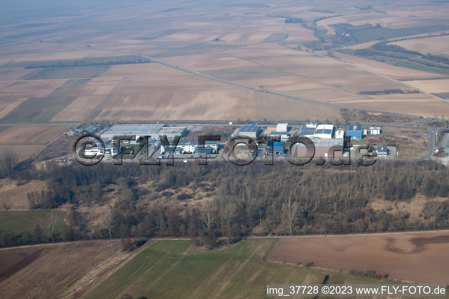 Oblique view of West Business Park in the district Herxheim in Herxheim bei Landau in the state Rhineland-Palatinate, Germany