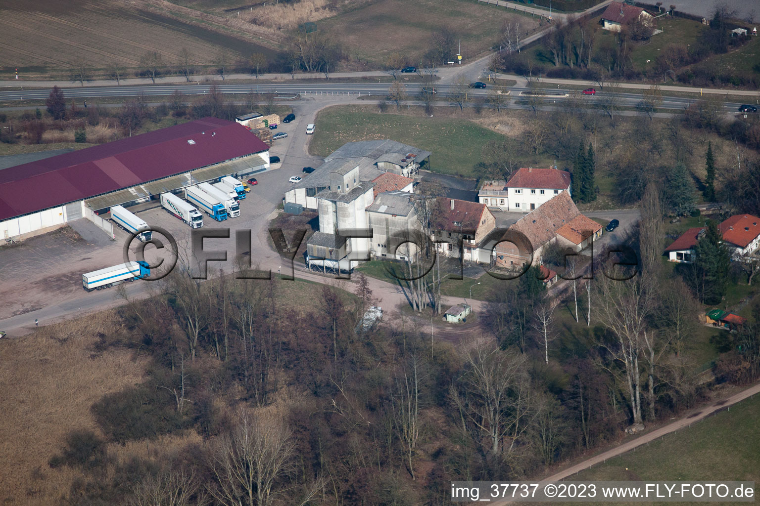 West Business Park in the district Herxheim in Herxheim bei Landau in the state Rhineland-Palatinate, Germany from above