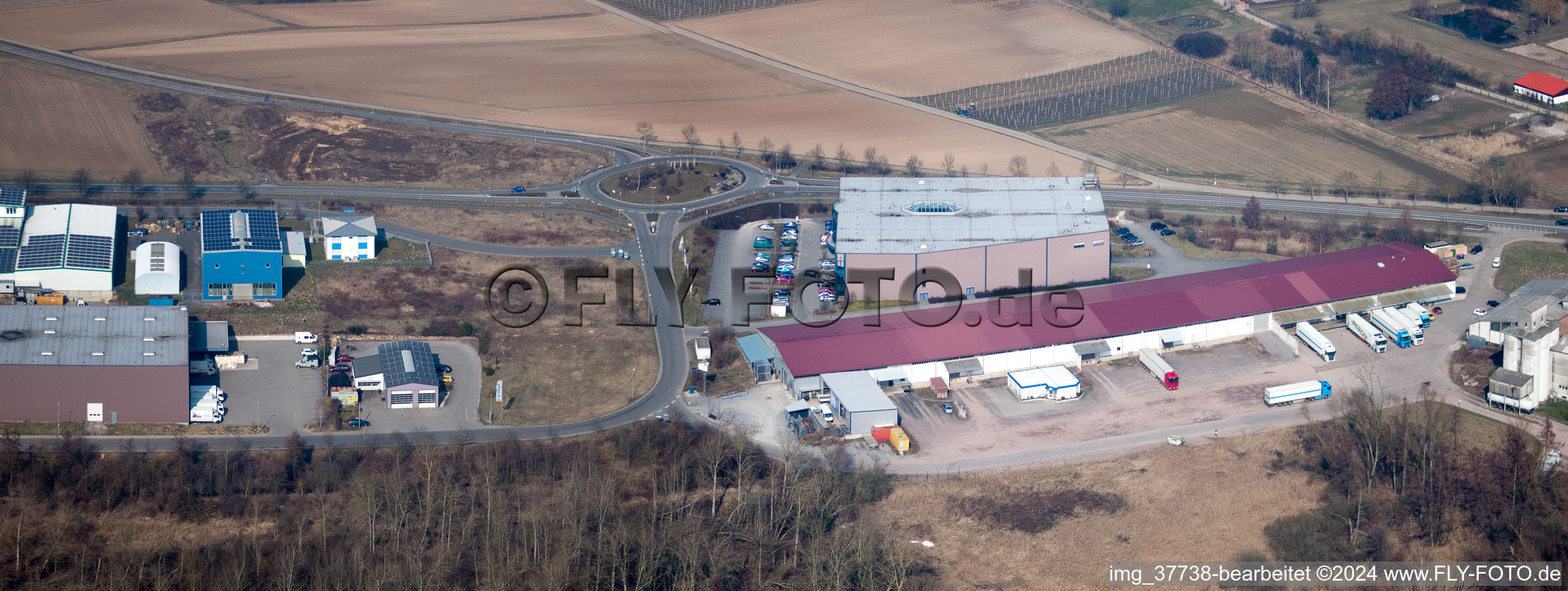 West Business Park in the district Herxheim in Herxheim bei Landau in the state Rhineland-Palatinate, Germany out of the air