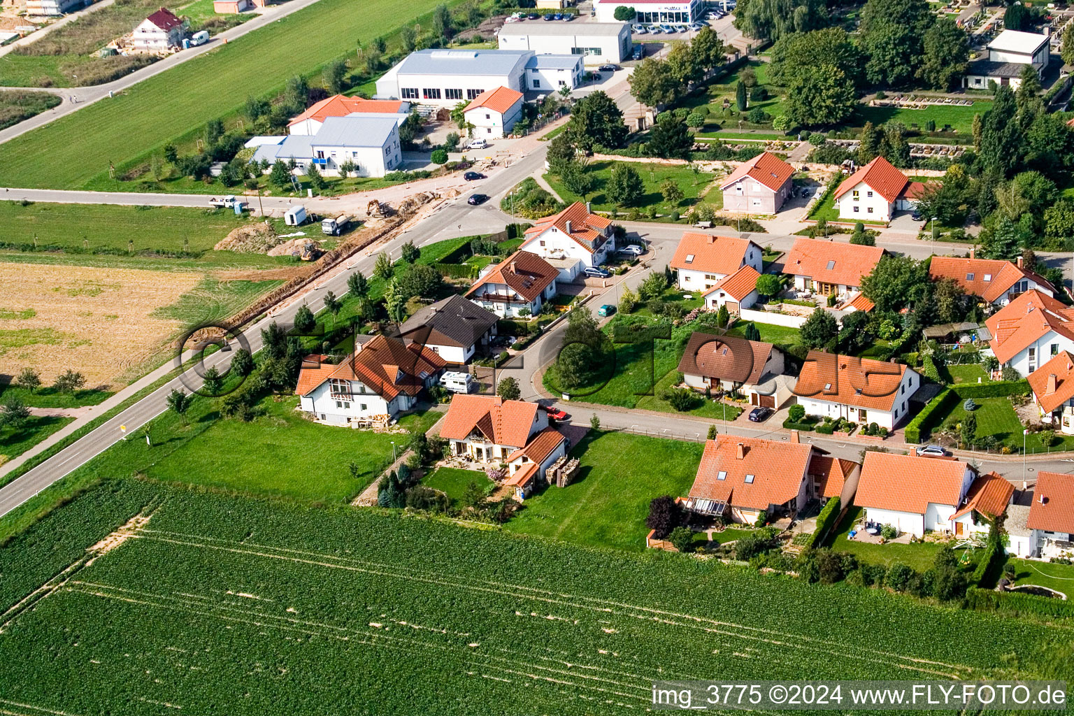 Steinweiler in the state Rhineland-Palatinate, Germany from the drone perspective