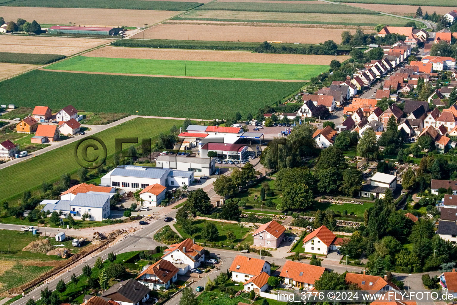 Steinweiler in the state Rhineland-Palatinate, Germany from a drone