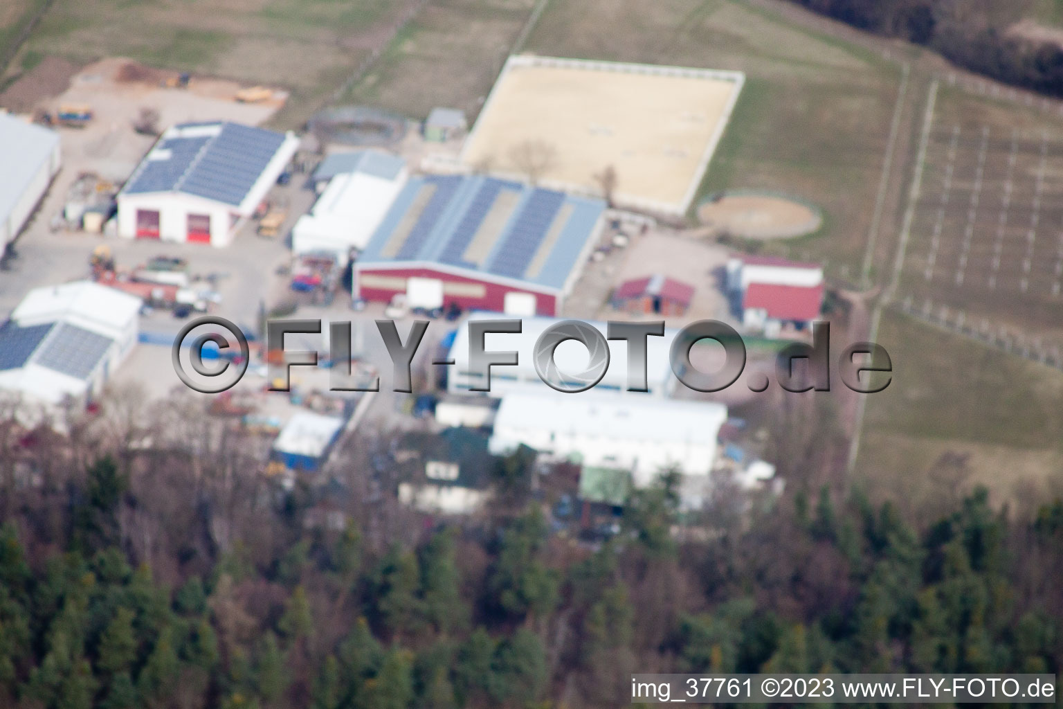 Gäxwald industrial estate in the district Herxheim in Herxheim bei Landau in the state Rhineland-Palatinate, Germany viewn from the air