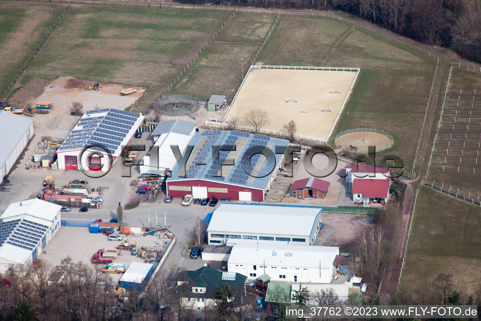 Drone recording of Gäxwald industrial estate in the district Herxheim in Herxheim bei Landau in the state Rhineland-Palatinate, Germany