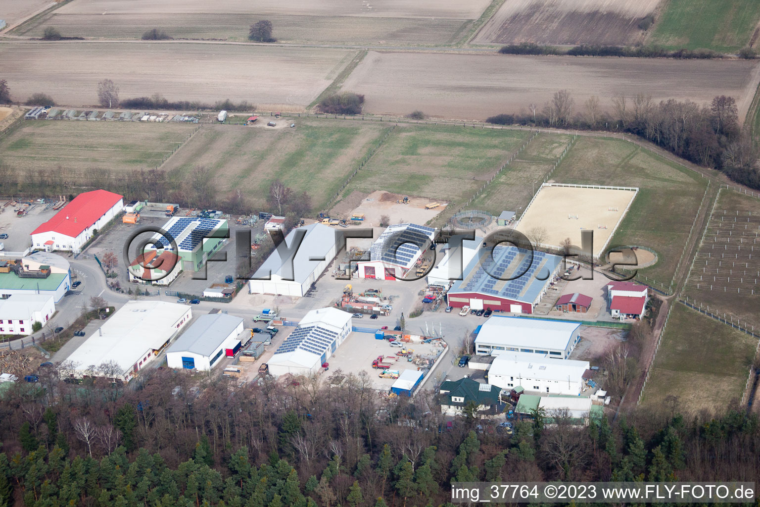 Drone image of Gäxwald industrial estate in the district Herxheim in Herxheim bei Landau in the state Rhineland-Palatinate, Germany