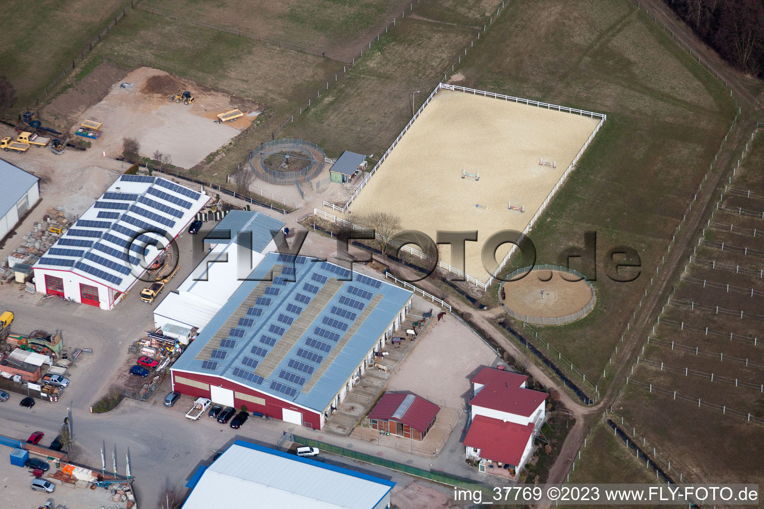 Aerial photograpy of Gäxwald industrial estate in the district Herxheim in Herxheim bei Landau in the state Rhineland-Palatinate, Germany