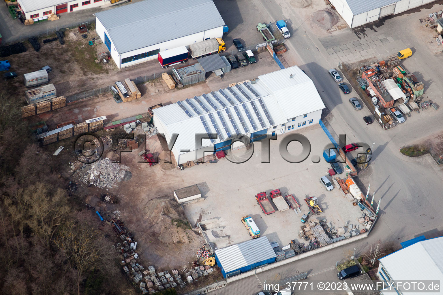 Gäxwald industrial area in the district Herxheim in Herxheim bei Landau/Pfalz in the state Rhineland-Palatinate, Germany from above