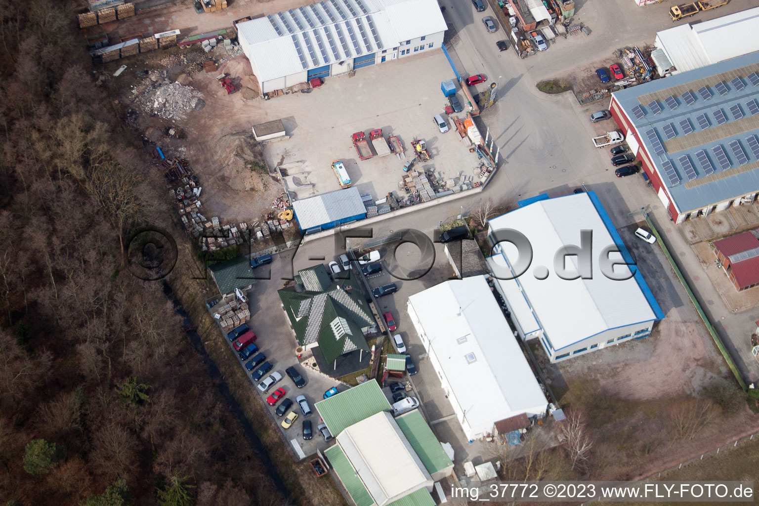 Gäxwald industrial estate in the district Herxheim in Herxheim bei Landau in the state Rhineland-Palatinate, Germany out of the air