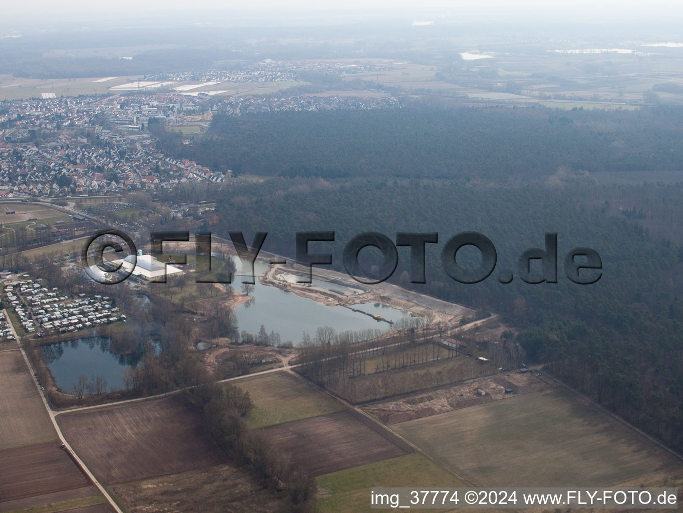 Moby Dick outdoor pool construction site in Rülzheim in the state Rhineland-Palatinate, Germany