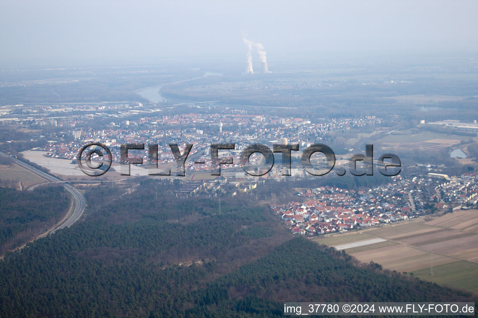 Drone image of Germersheim in the state Rhineland-Palatinate, Germany