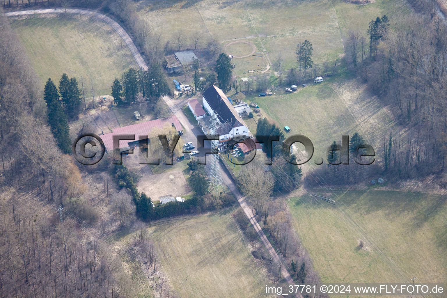 District Sondernheim in Germersheim in the state Rhineland-Palatinate, Germany from the drone perspective