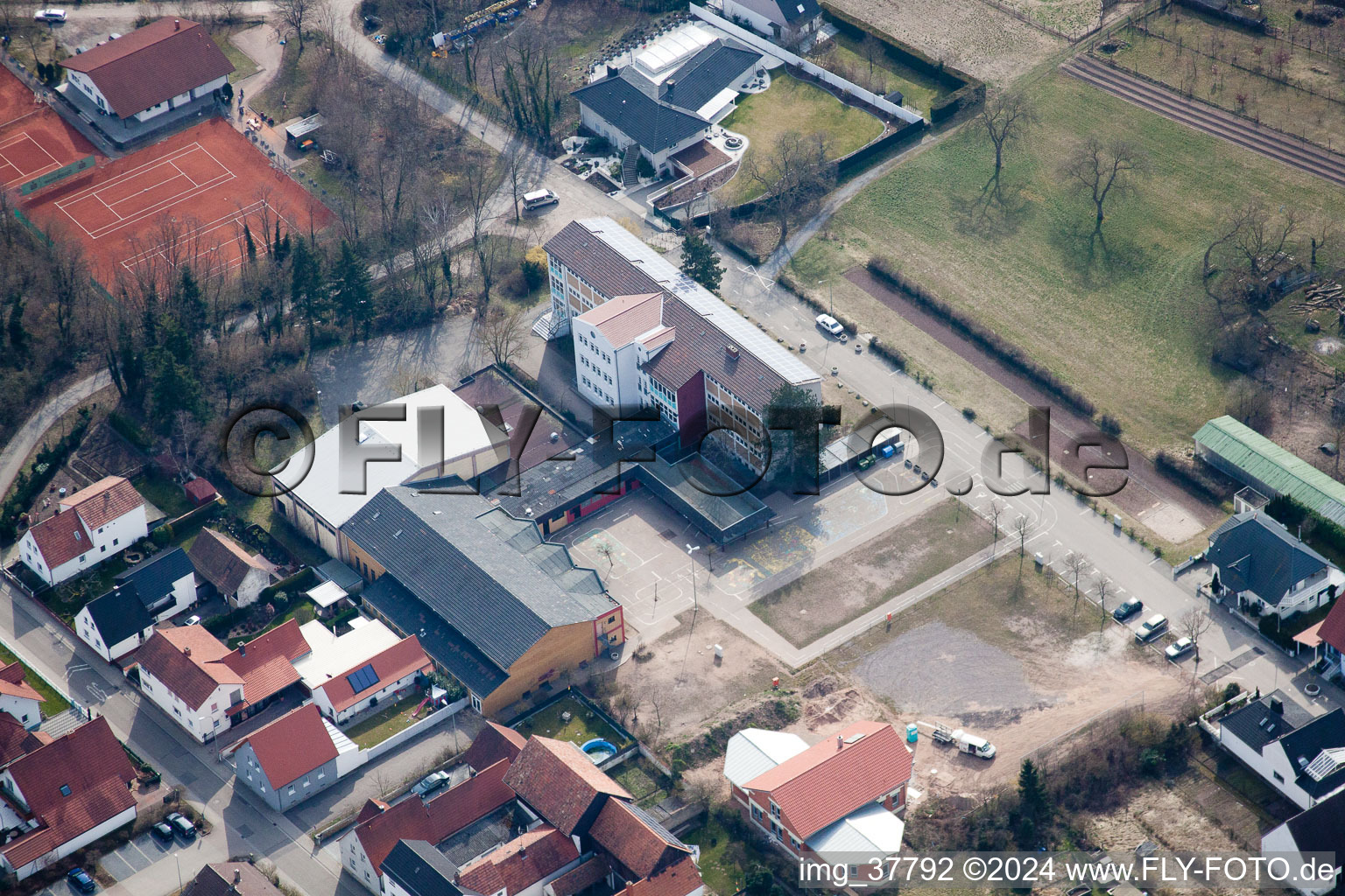 District Sondernheim in Germersheim in the state Rhineland-Palatinate, Germany viewn from the air