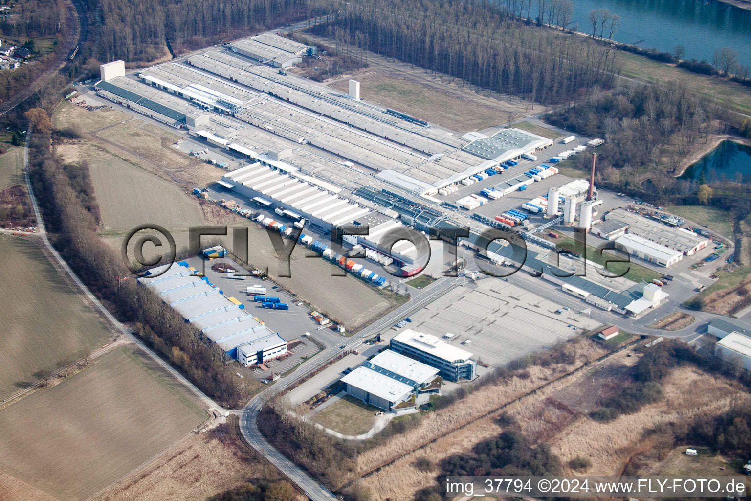 Aerial view of Nolte in Germersheim in the state Rhineland-Palatinate, Germany