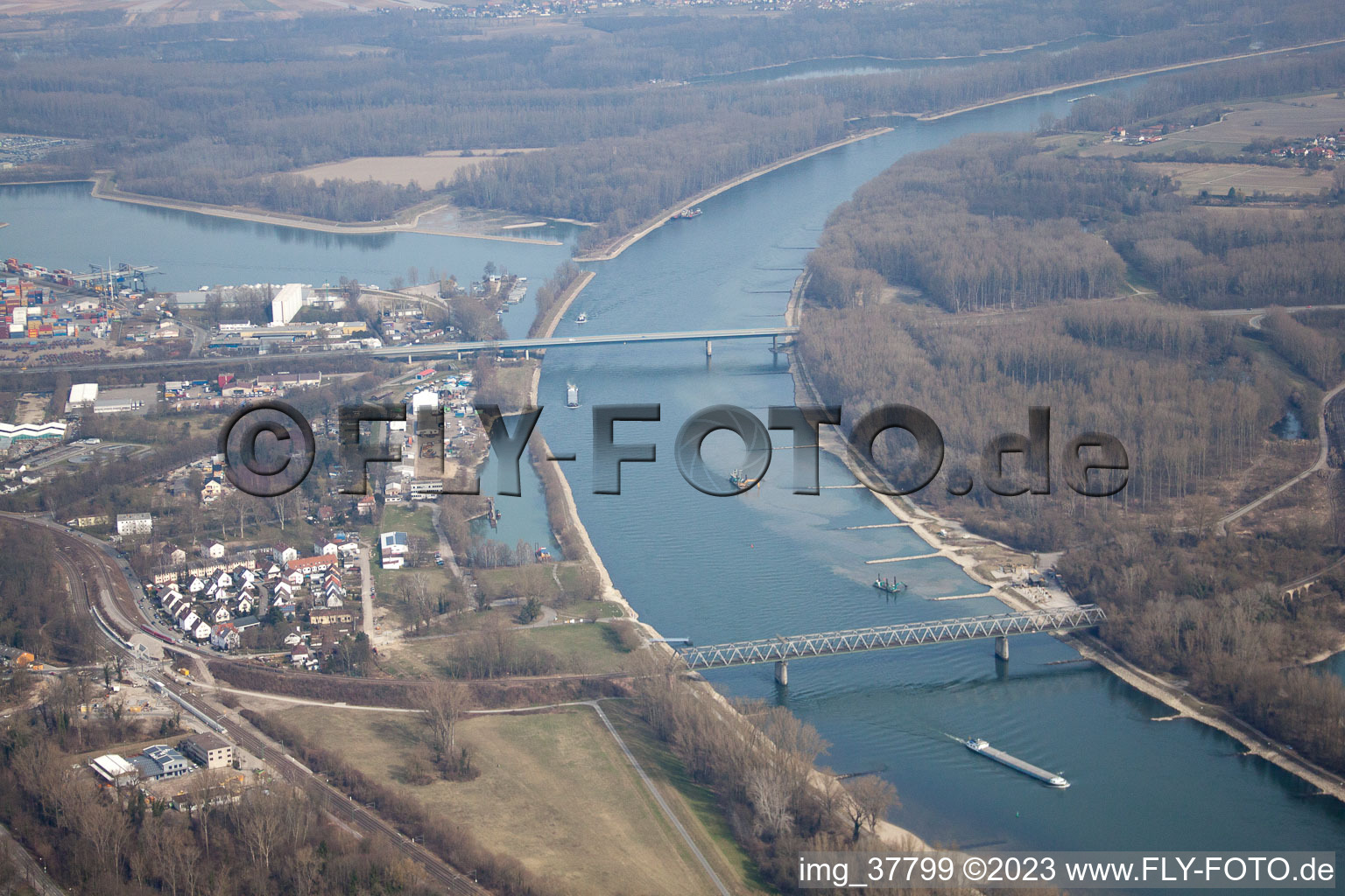 Germersheim in the state Rhineland-Palatinate, Germany viewn from the air
