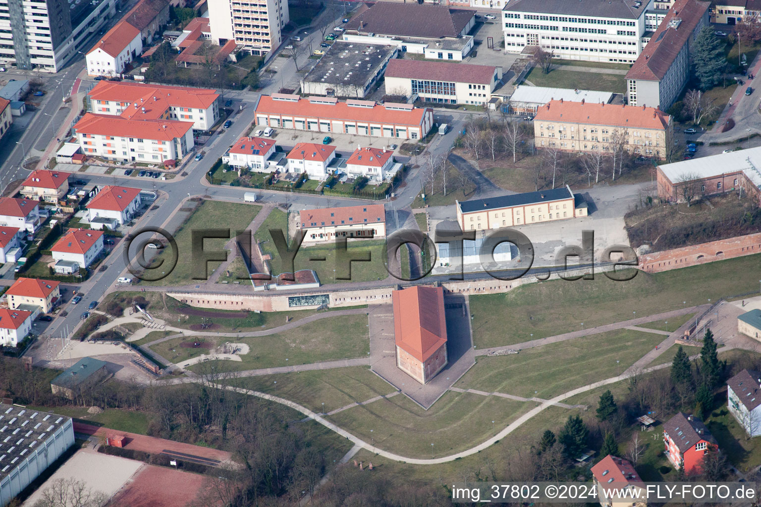 Aerial photograpy of Germersheim in the state Rhineland-Palatinate, Germany