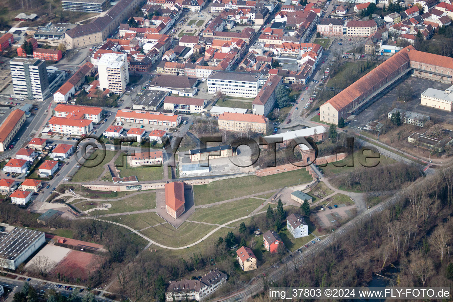 Oblique view of Germersheim in the state Rhineland-Palatinate, Germany