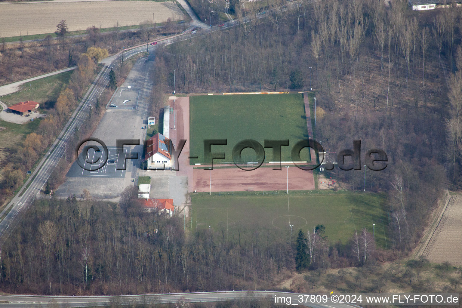 Harbor in Germersheim in the state Rhineland-Palatinate, Germany viewn from the air