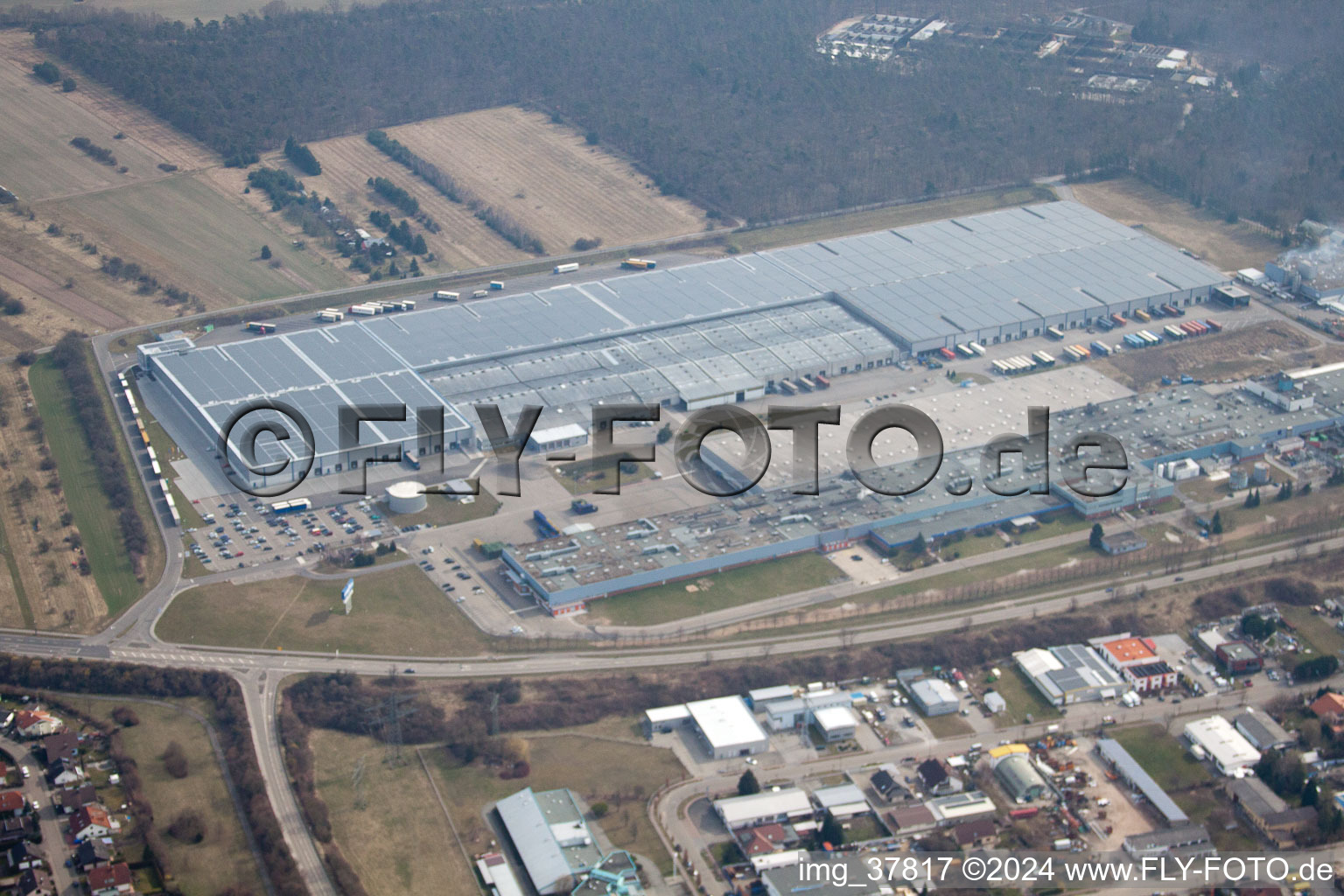 Drone image of Goodyear Dunlop Tyres Germany in Philippsburg in the state Baden-Wuerttemberg, Germany