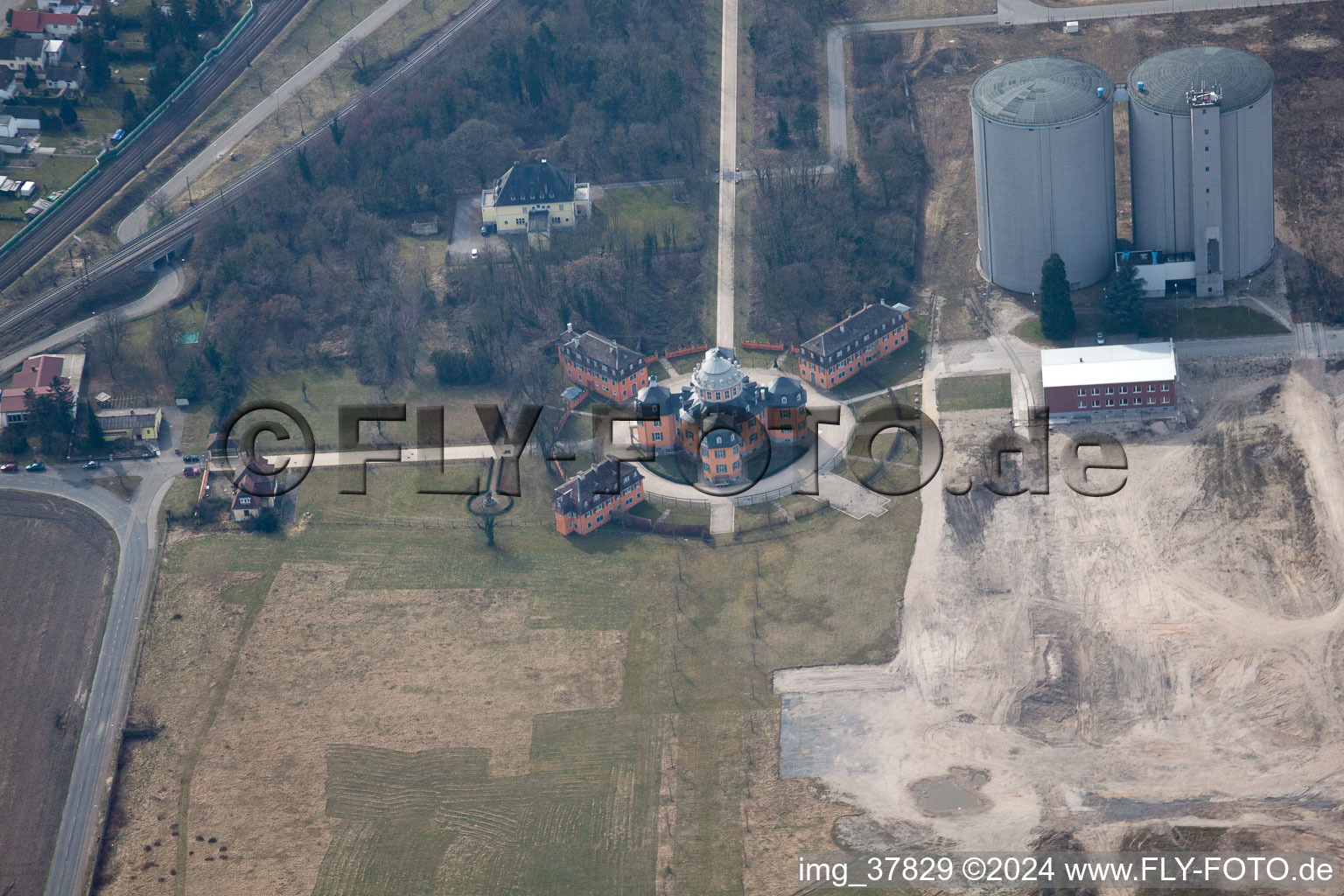 Drone image of Waghäusel in the state Baden-Wuerttemberg, Germany