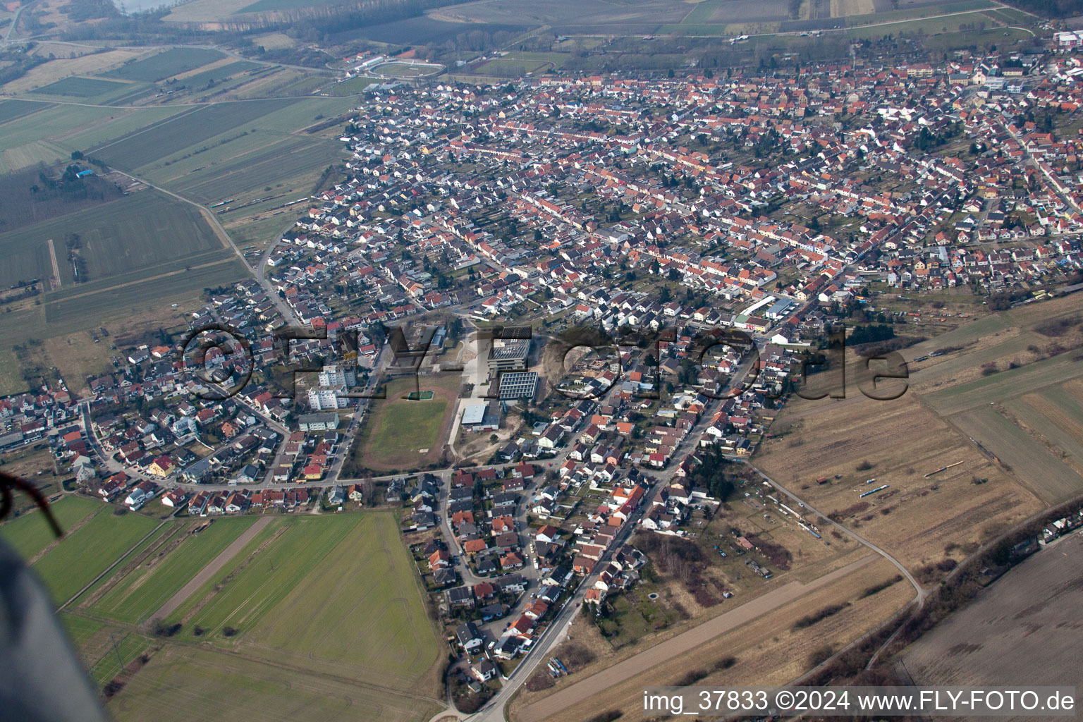 District Oberhausen in Oberhausen-Rheinhausen in the state Baden-Wuerttemberg, Germany from a drone