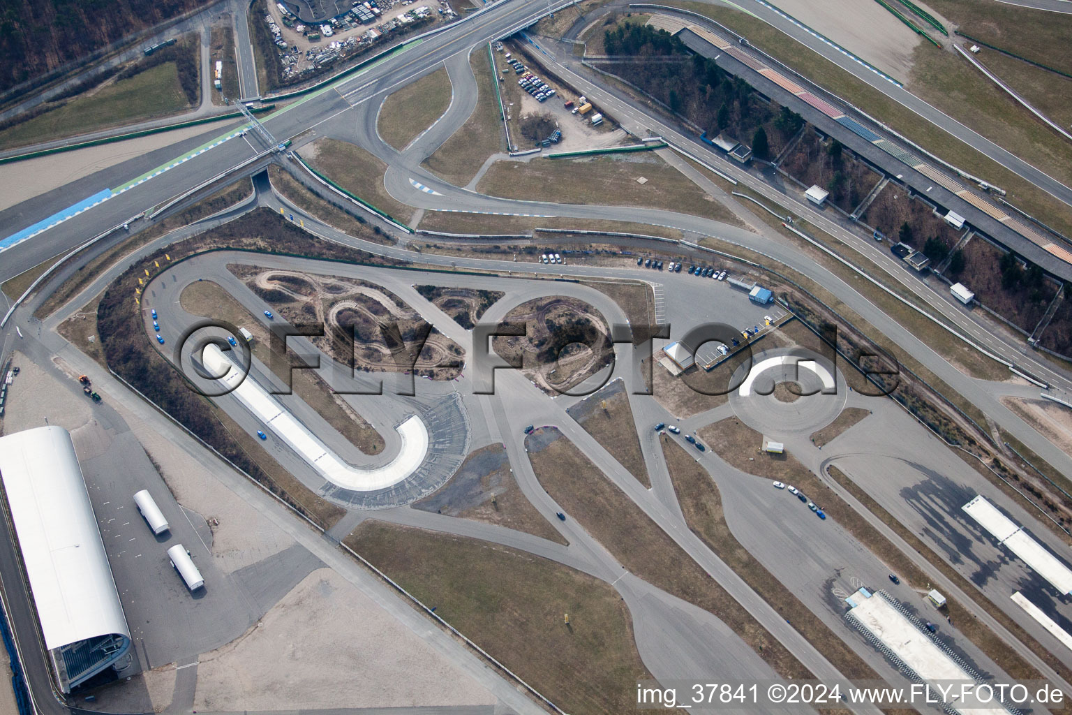 Drone image of Motodrom in Hockenheim in the state Baden-Wuerttemberg, Germany