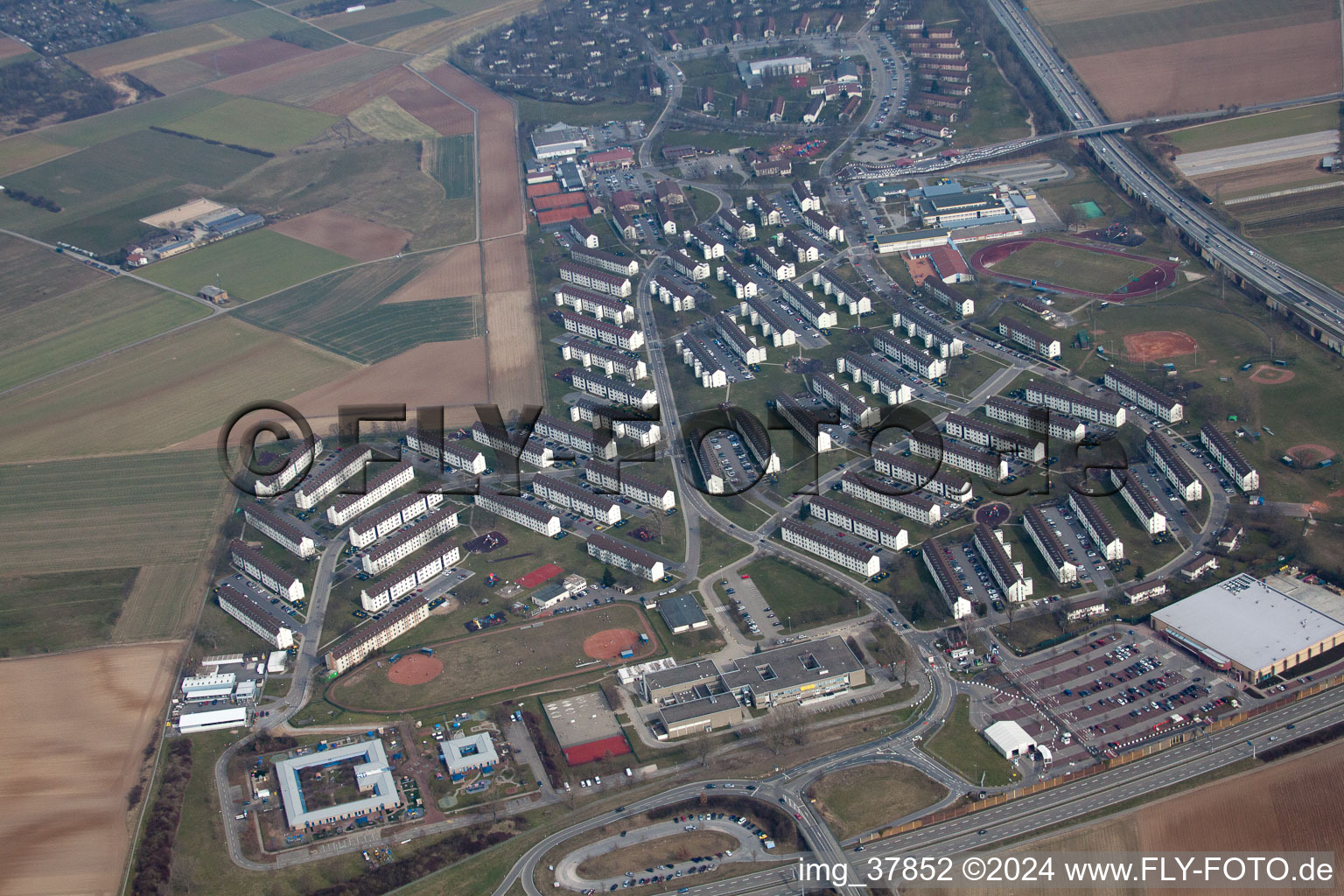 Aerial photograpy of District Patrick Henry Village in Heidelberg in the state Baden-Wuerttemberg, Germany