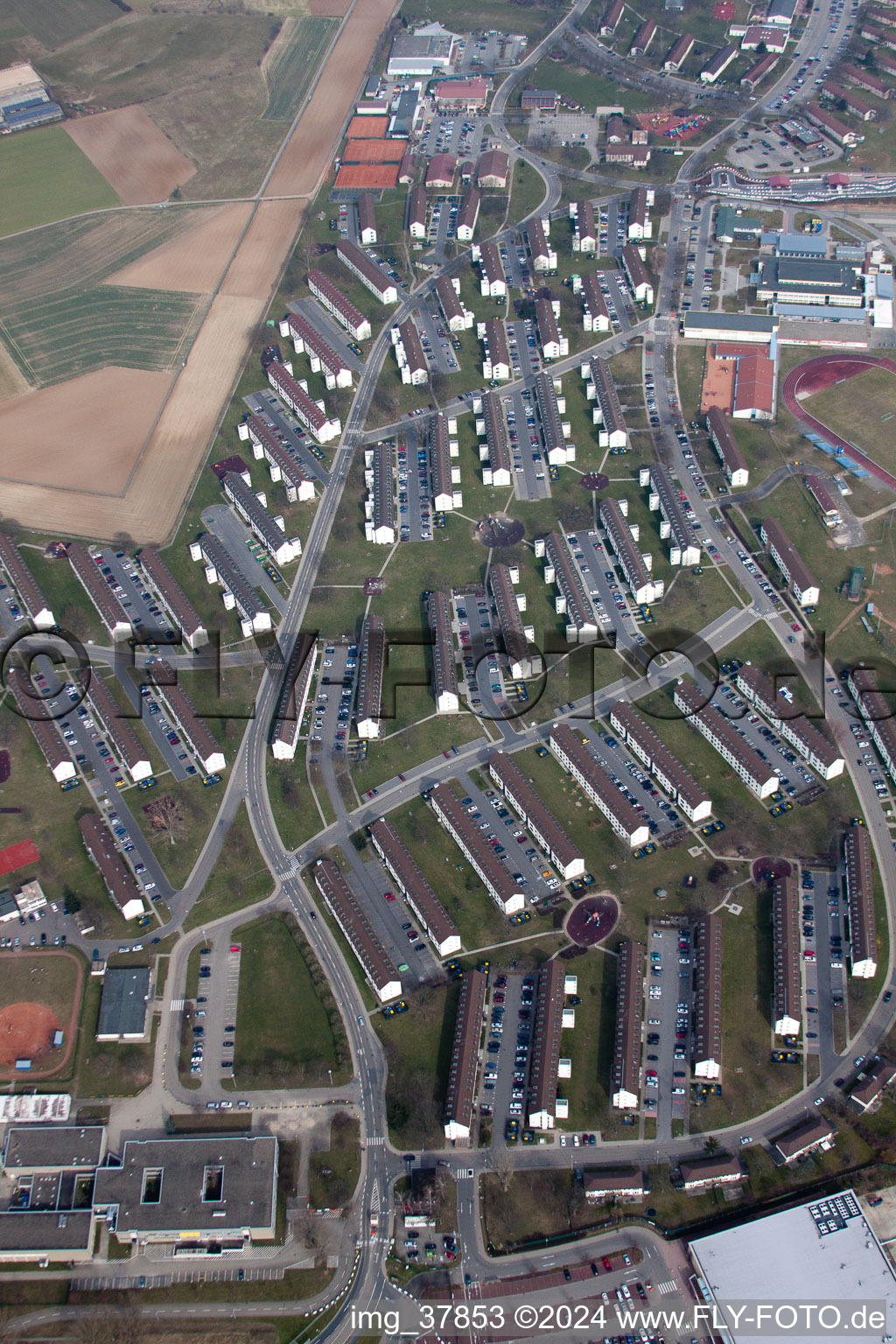 Oblique view of District Patrick Henry Village in Heidelberg in the state Baden-Wuerttemberg, Germany