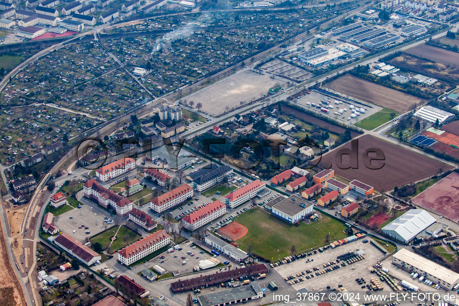 Aerial view of District Am Kirchheimer Weg in Heidelberg in the state Baden-Wuerttemberg, Germany