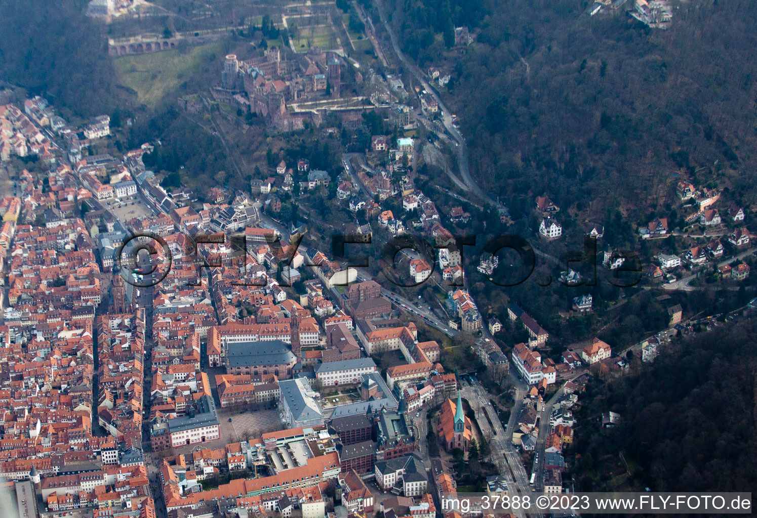 University and castle in the district Kernaltstadt in Heidelberg in the state Baden-Wuerttemberg, Germany