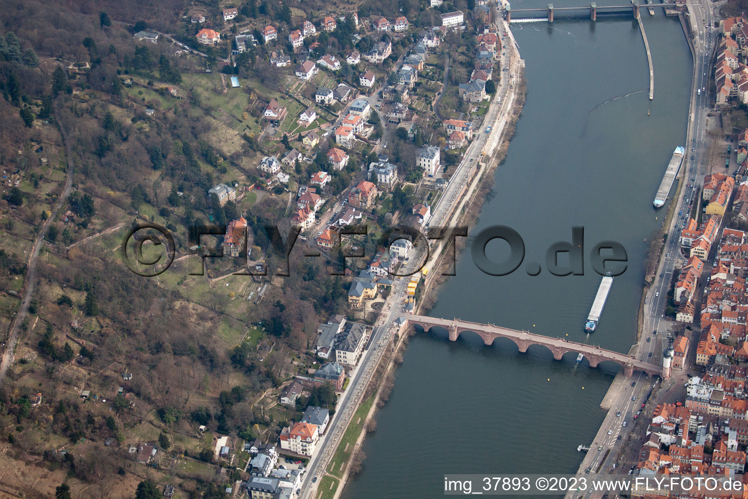 Old Bridge, Hölderlinweg in the district Neuenheim in Heidelberg in the state Baden-Wuerttemberg, Germany