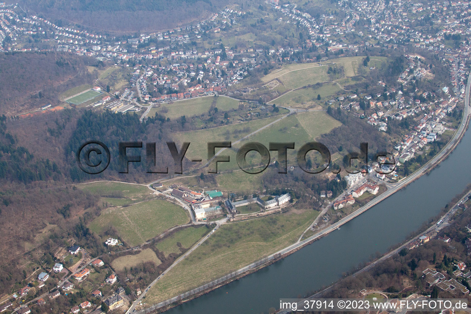 Aerial view of District Schlierbach in Heidelberg in the state Baden-Wuerttemberg, Germany