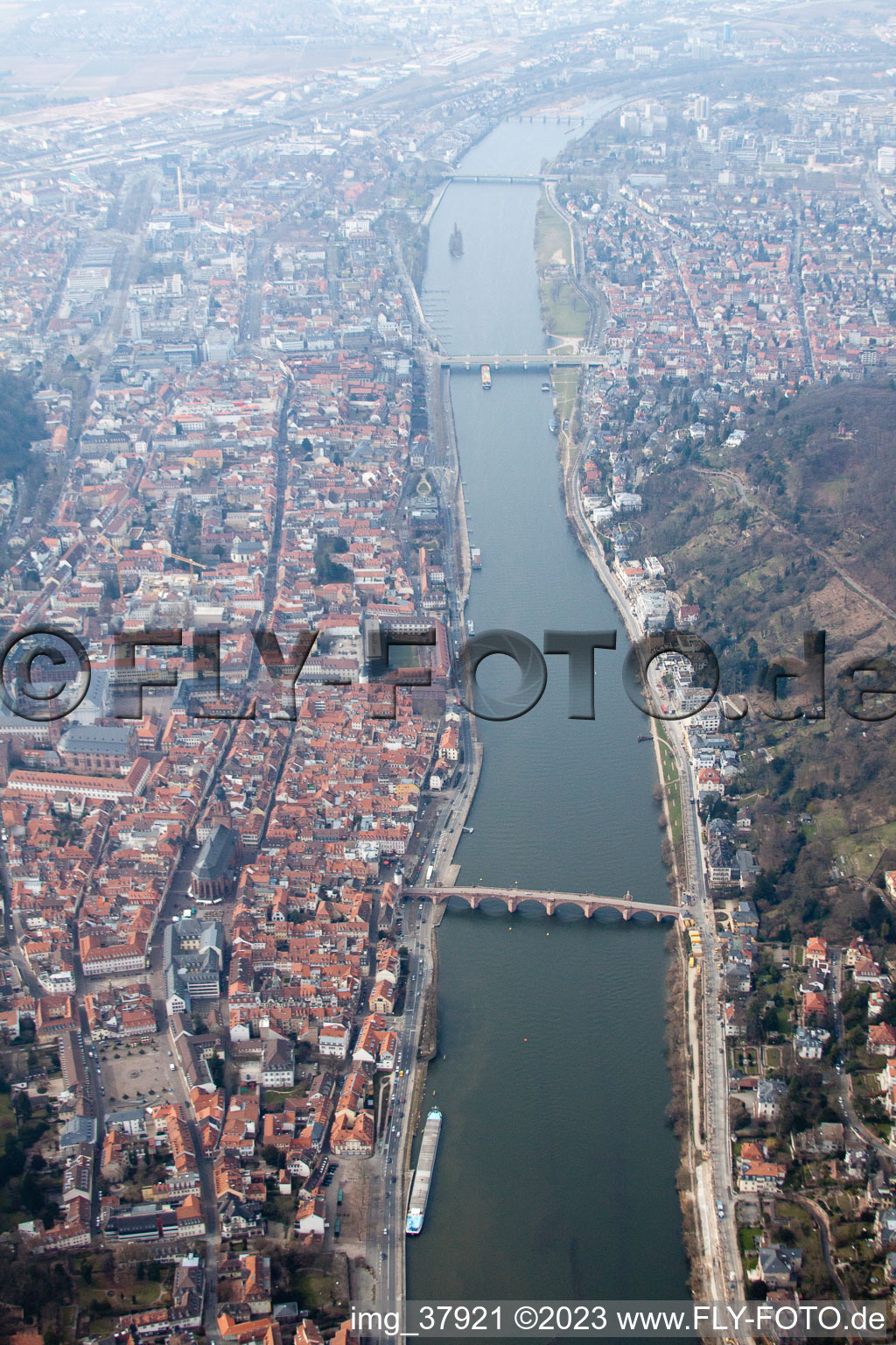 Old town, old bridge over the Neckar in the district Kernaltstadt in Heidelberg in the state Baden-Wuerttemberg, Germany