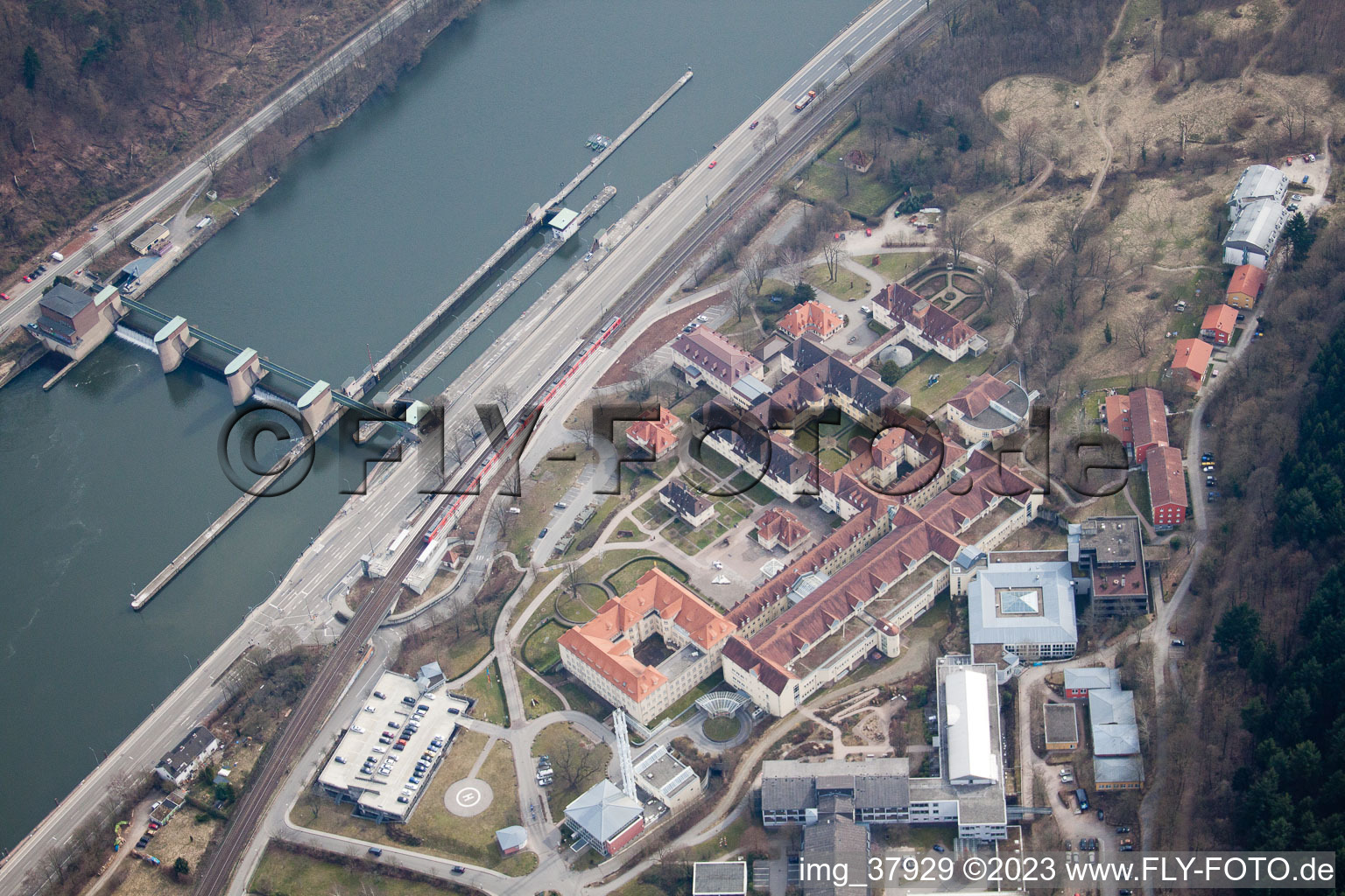 Aerial view of Orthopaedic Clinic in the district Schlierbach in Heidelberg in the state Baden-Wuerttemberg, Germany