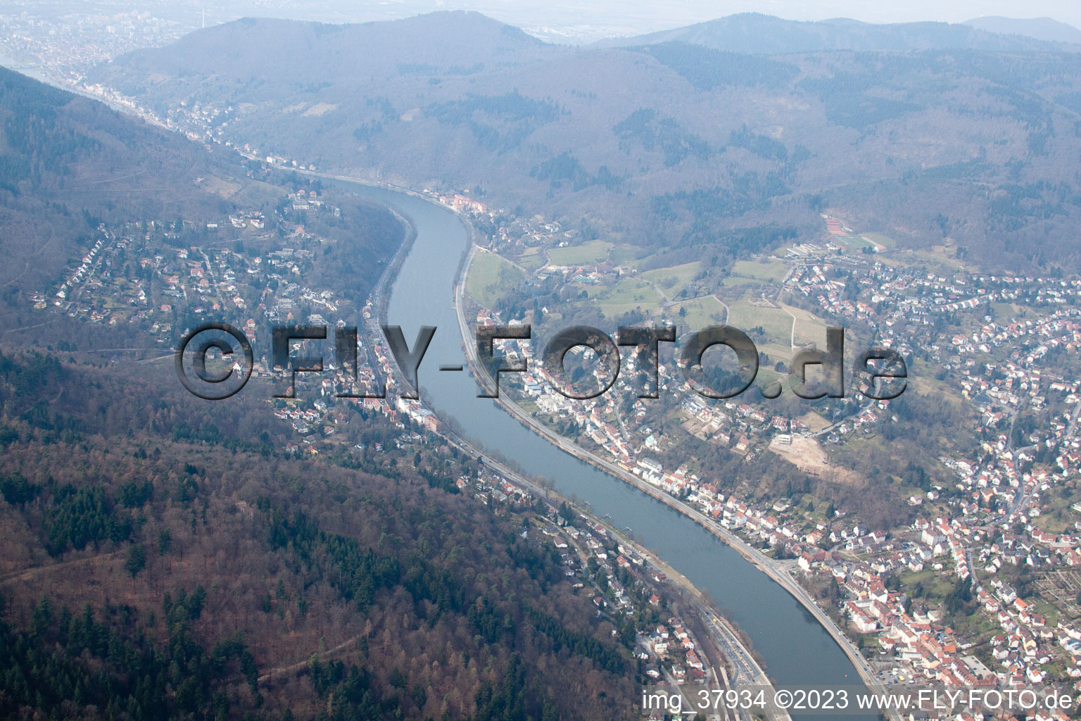 District Ziegelhausen in Heidelberg in the state Baden-Wuerttemberg, Germany out of the air