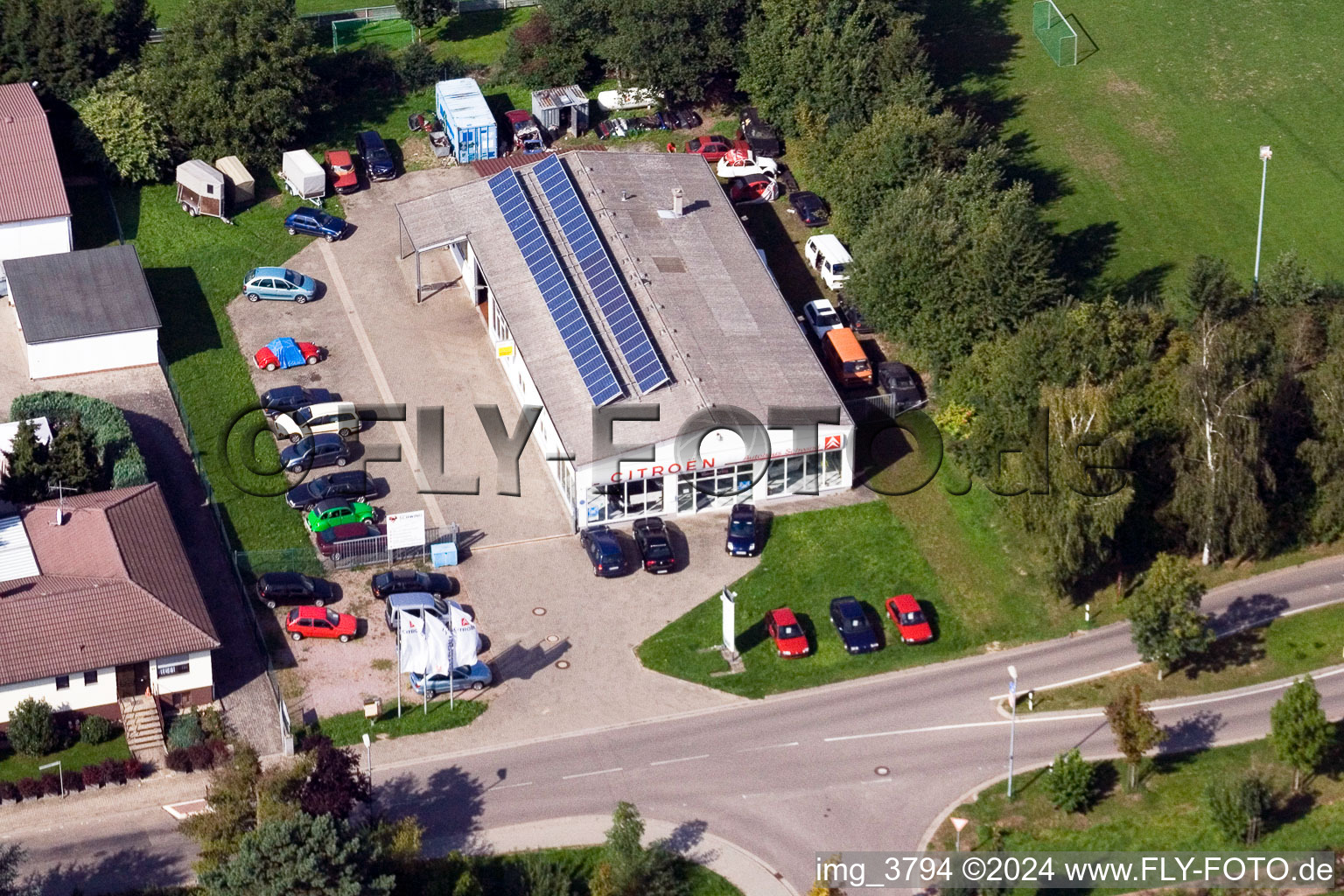 Aerial photograpy of Car dealership Schwind in Winden in the state Rhineland-Palatinate, Germany