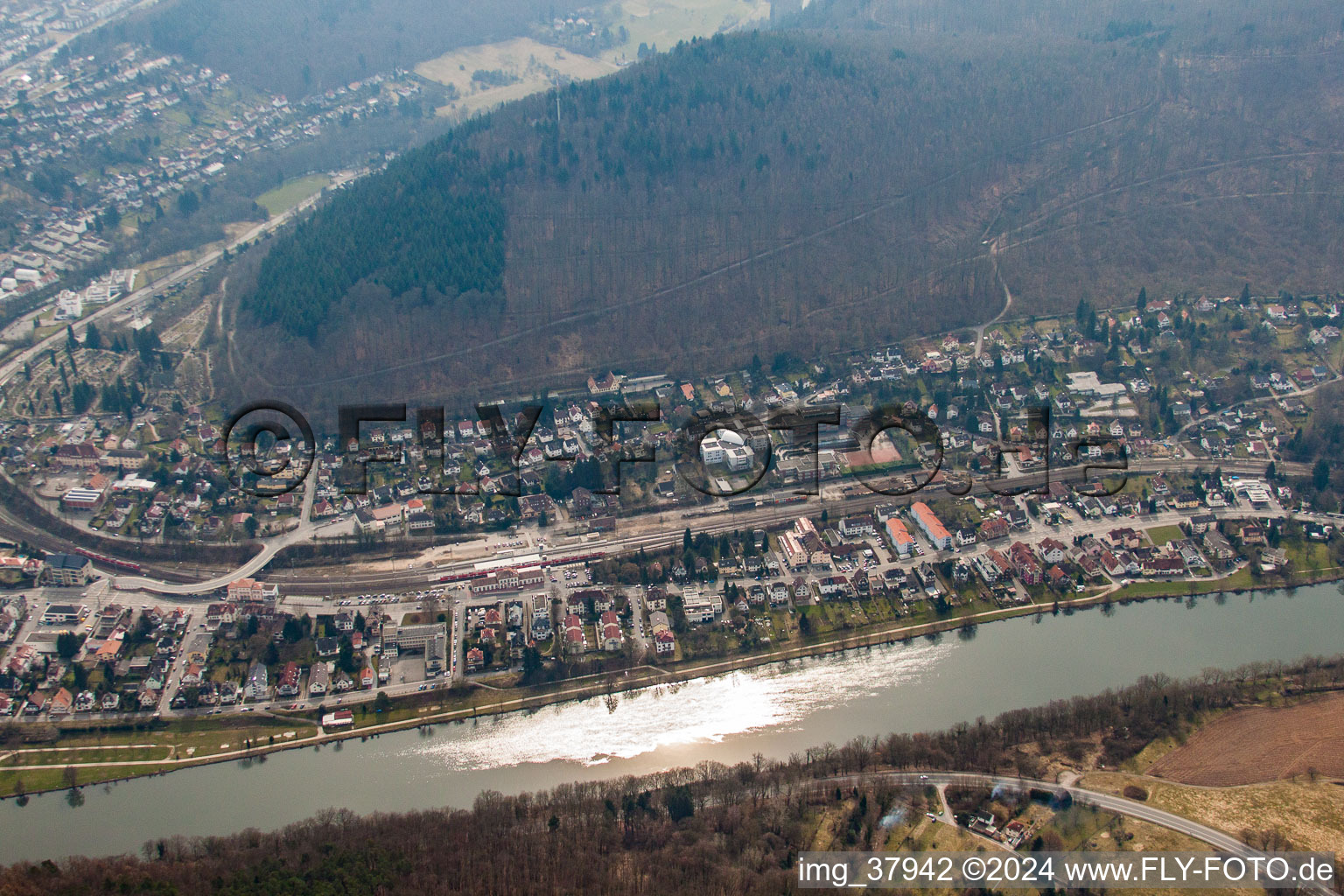 Aerial photograpy of Neckargemünd in the state Baden-Wuerttemberg, Germany