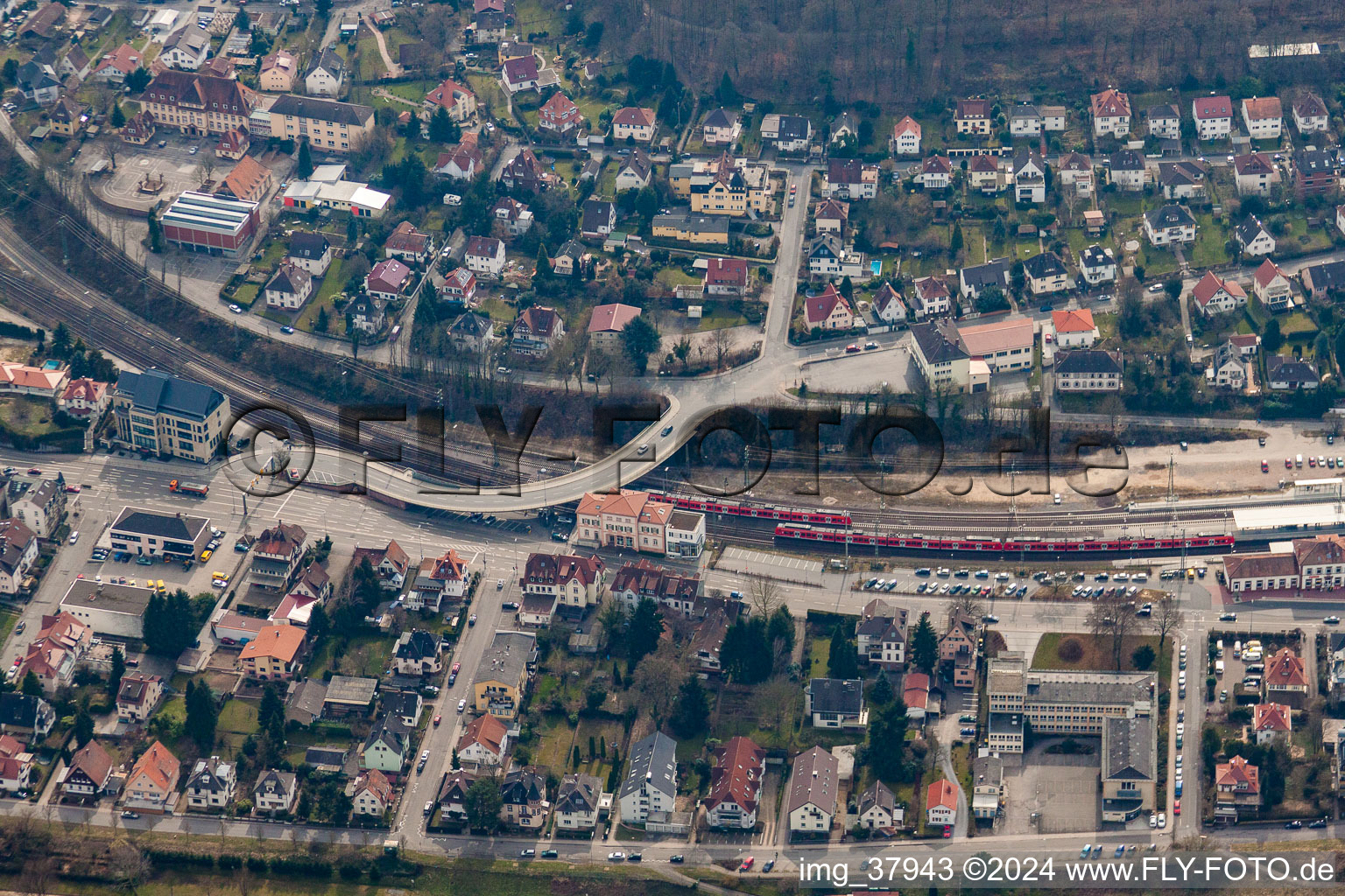 Oblique view of Neckargemünd in the state Baden-Wuerttemberg, Germany