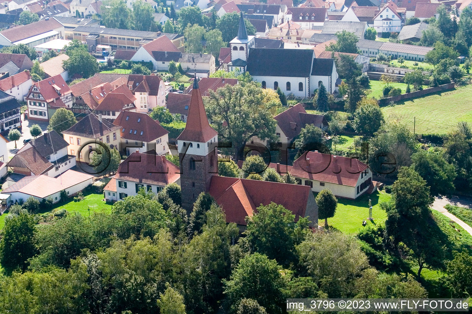 Ev. church in Minfeld in the state Rhineland-Palatinate, Germany