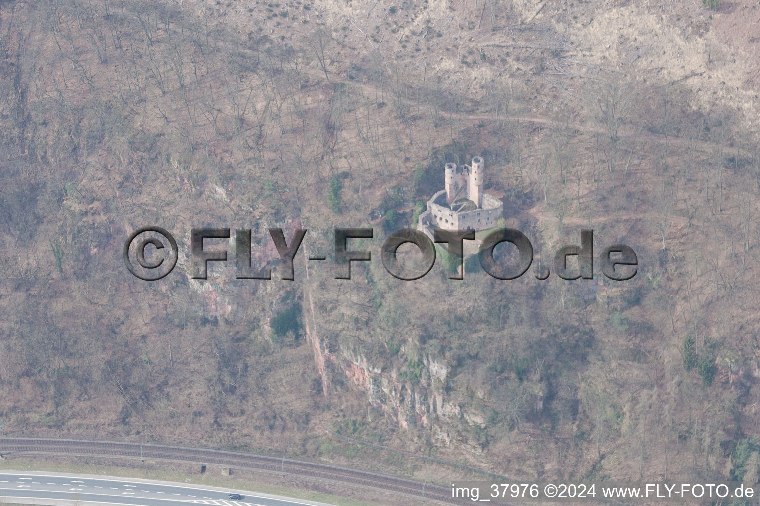 Oblique view of Swallow's Nest in Neckarsteinach in the state Hesse, Germany