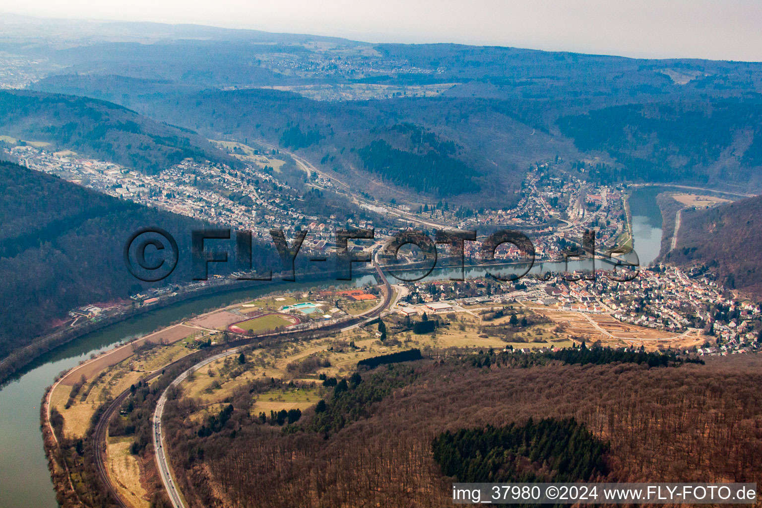 From northeast in Neckargemünd in the state Baden-Wuerttemberg, Germany