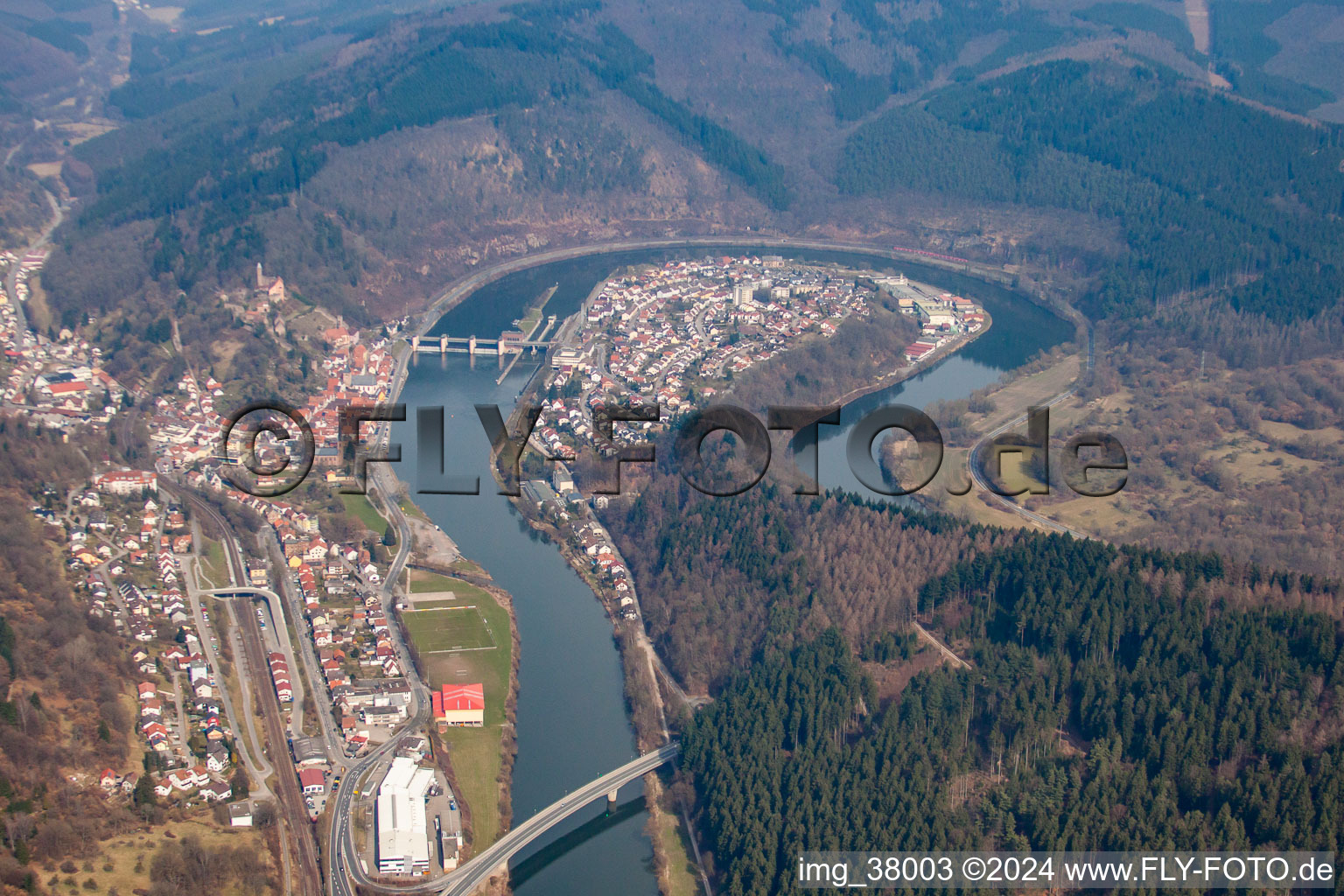 In the Neckar loop in the district Ersheim in Hirschhorn in the state Hesse, Germany