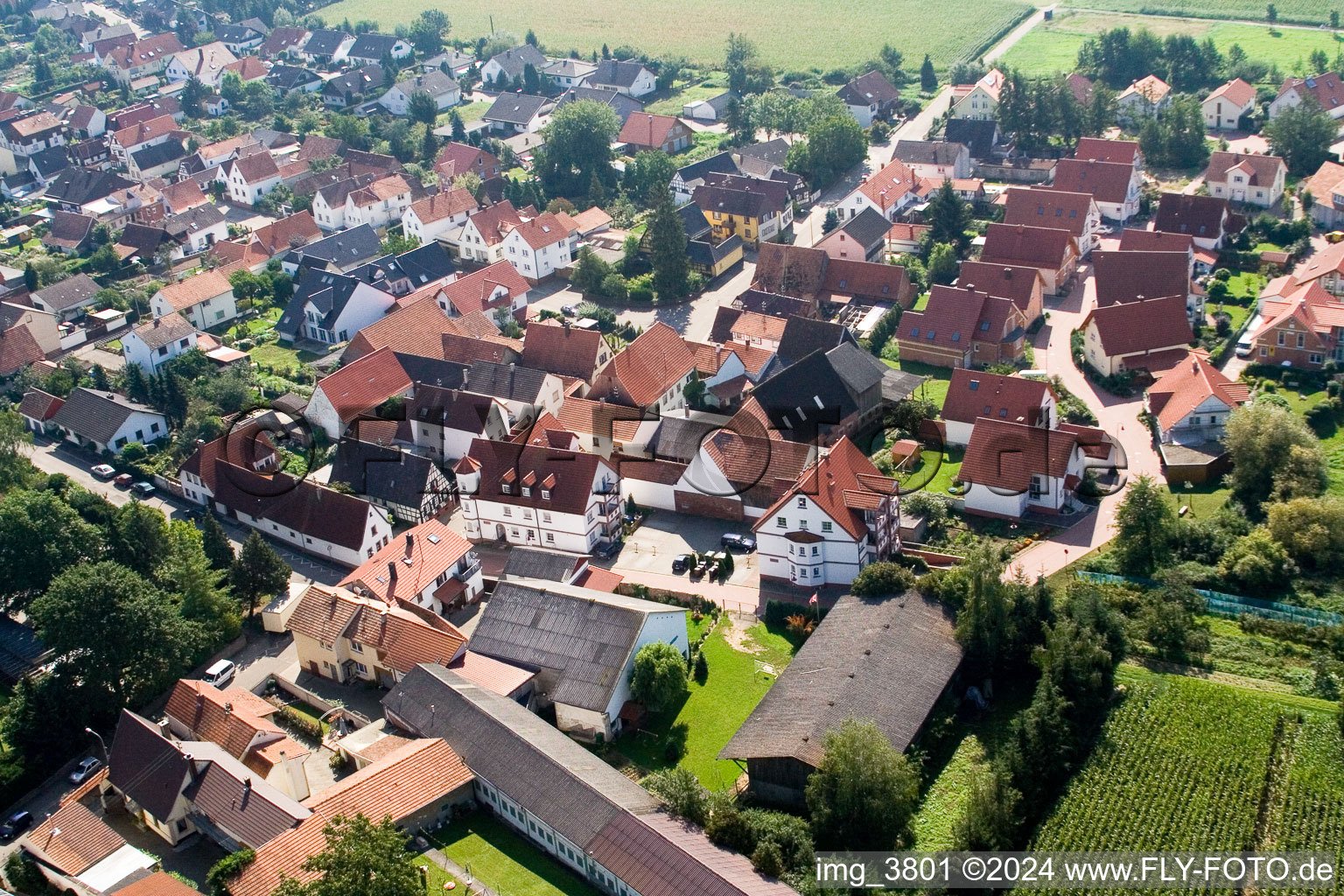 Minfeld in the state Rhineland-Palatinate, Germany from the drone perspective