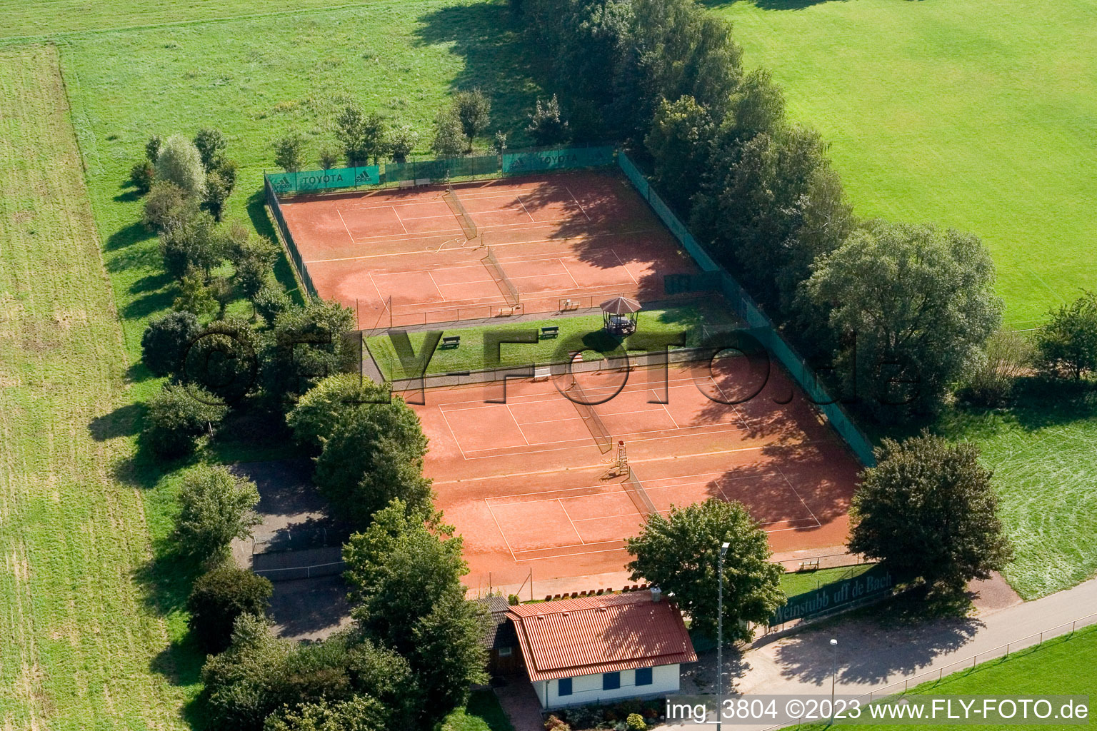 Aerial photograpy of Tennis club in Minfeld in the state Rhineland-Palatinate, Germany
