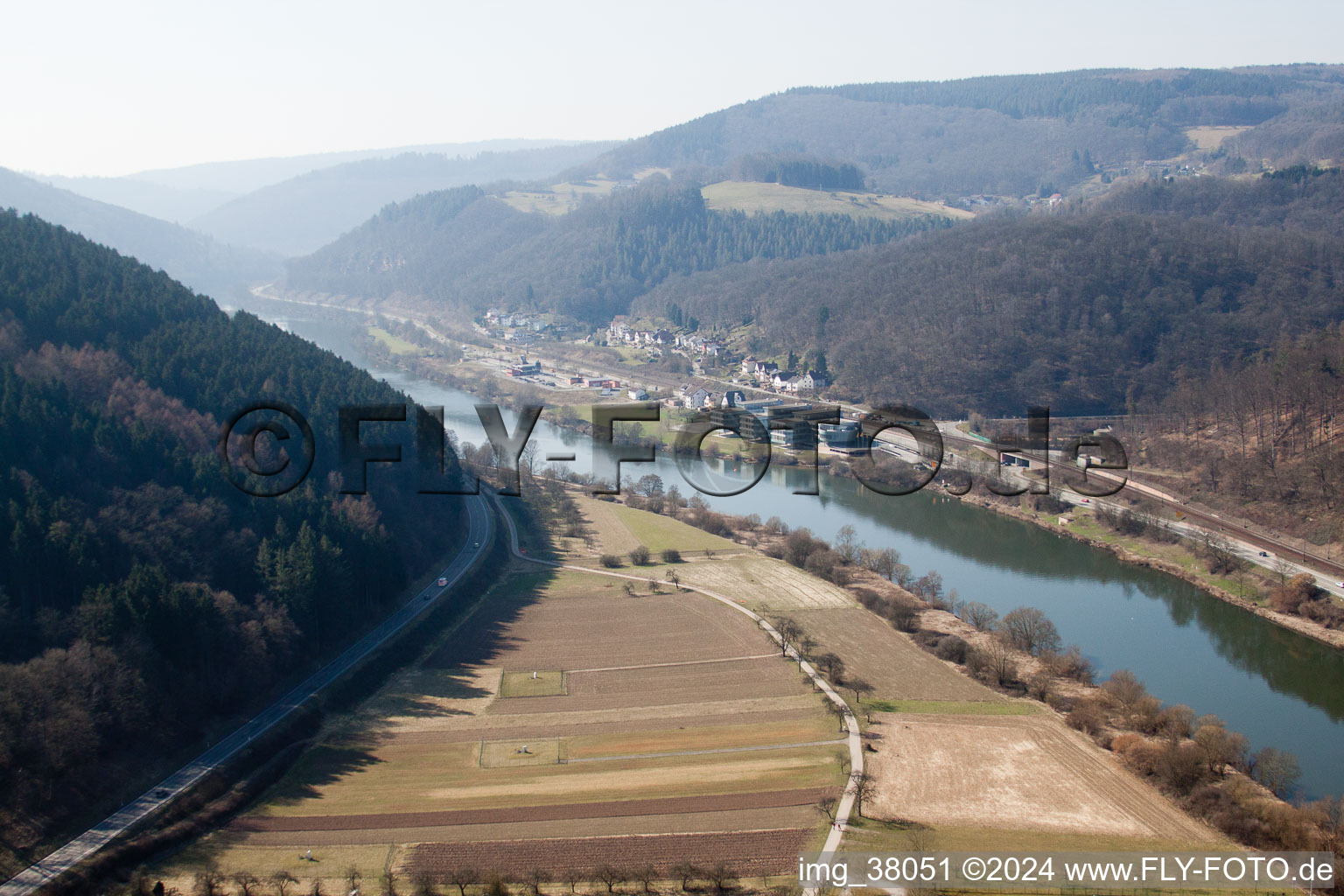 Eberbach in the state Baden-Wuerttemberg, Germany from a drone