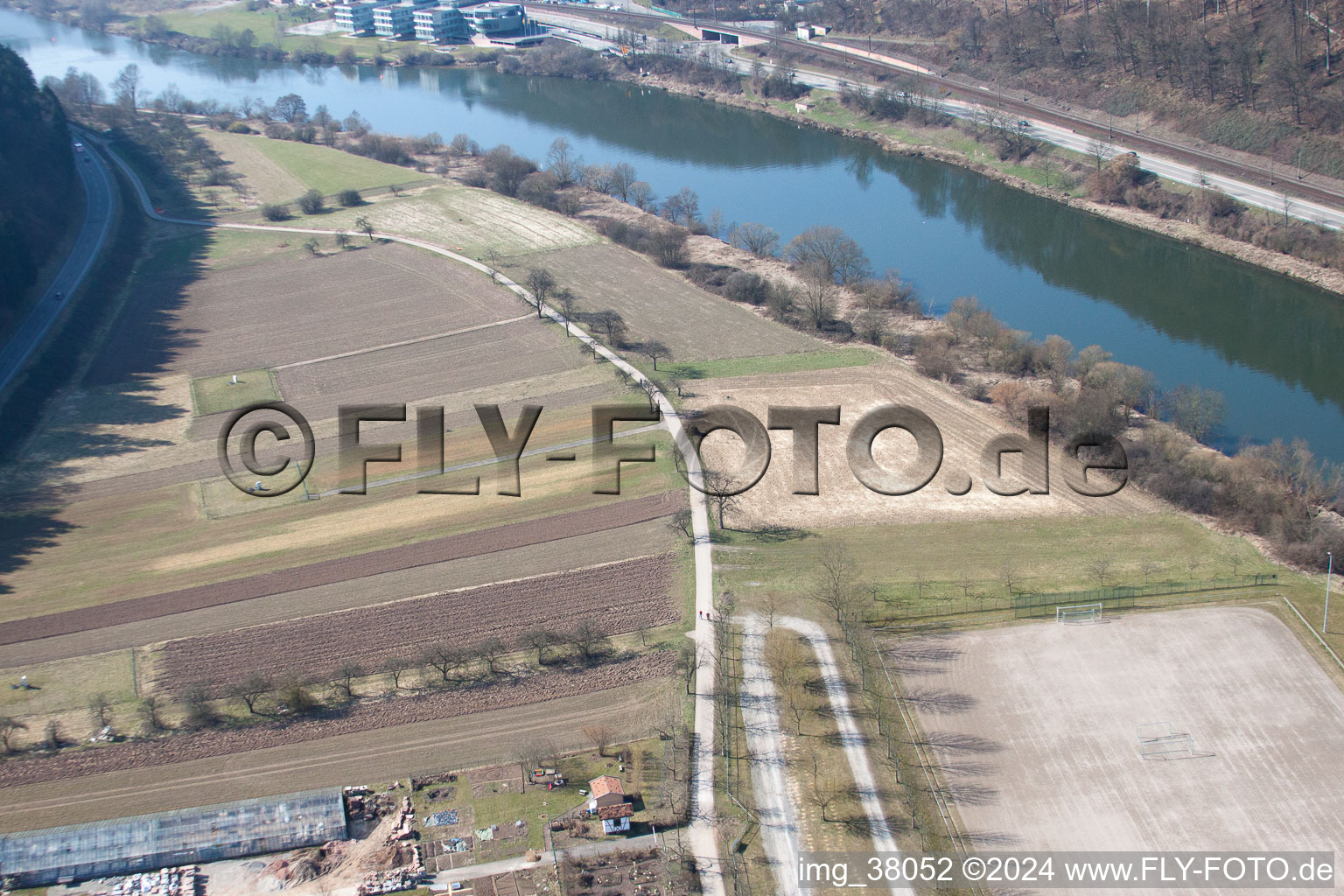 Eberbach in the state Baden-Wuerttemberg, Germany seen from a drone